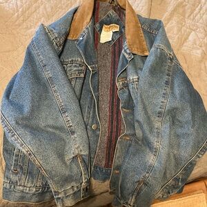Wrangler Blue Jean Jacket with Tan Collar XL